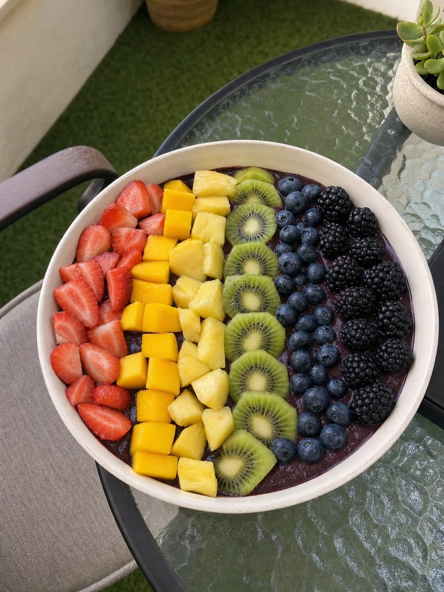 Six-Color Rainbow Acai Bowl, recipe A047 in Bloomplate 500
