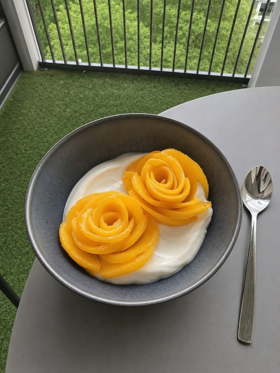 Mango Roses on Coconut Yogurt, recipe I026 in Bloomplate 500